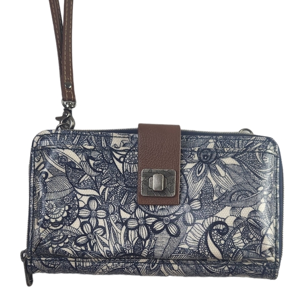 Sakroots Navy Blue White Floral Wallet Clutch. - Picture 1 of 9